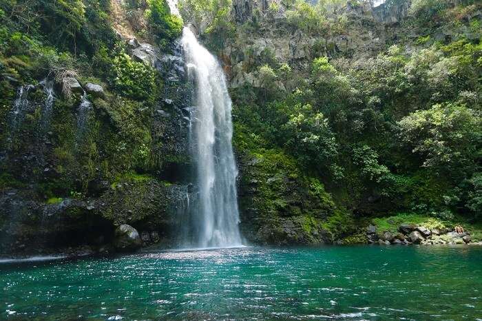 The Veil of the Bride Waterfall in Reunion Island