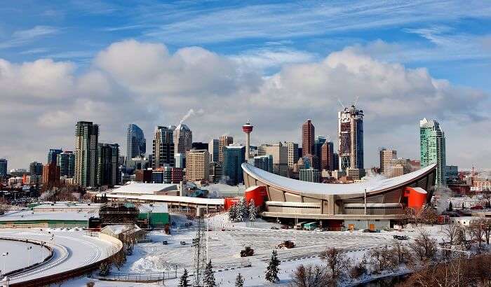 Downtown calgary during winter
