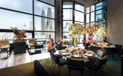 View of petronas from a lavish dining setting