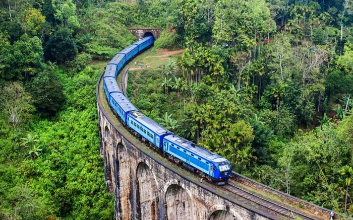 A train from Expo Rail running from Kandy to Ella