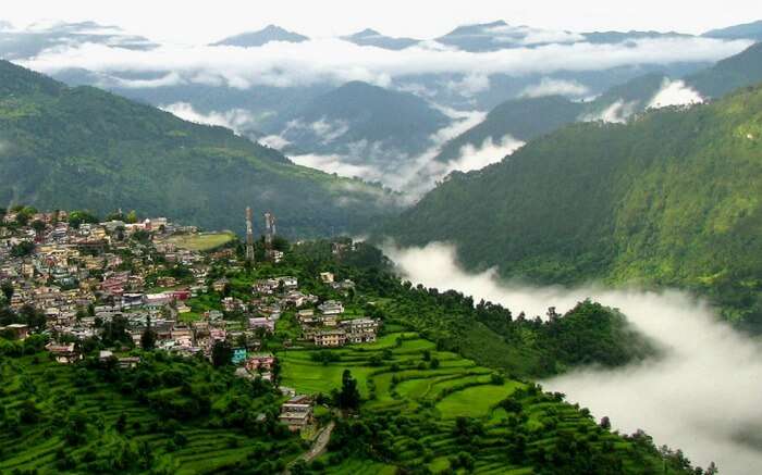 An aerial view of Chopta in Uttarakhan