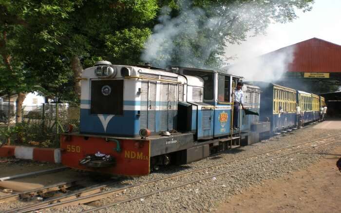 An old colourful train in Matheran