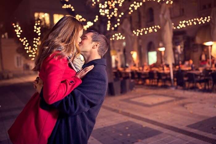 Kiss moment with my love in a special Christmas day. Celebrate New Year  with real love