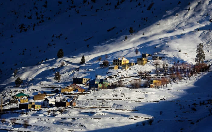 The view of a village in Spiti basking in the sunshine