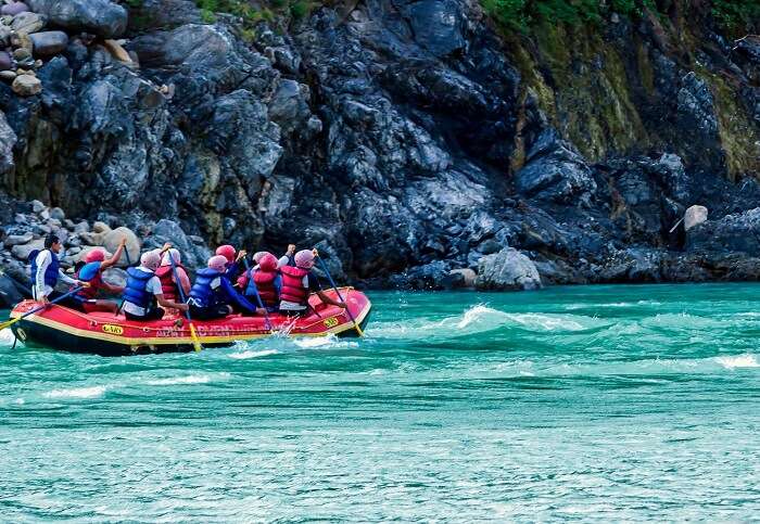 A majestic view of rive rafting in Rishikesh 