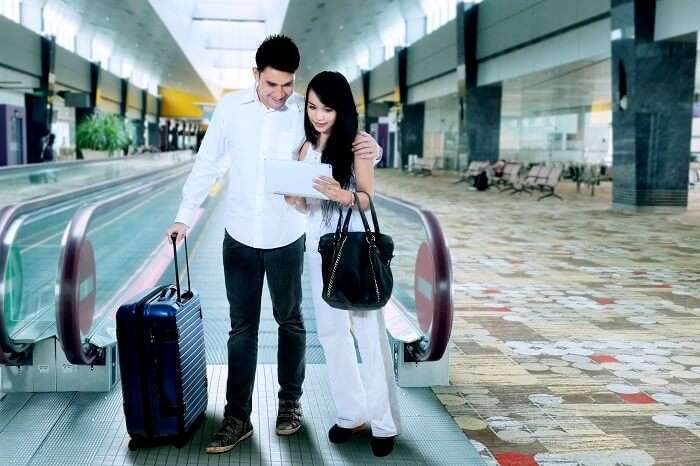 indian couple at airport