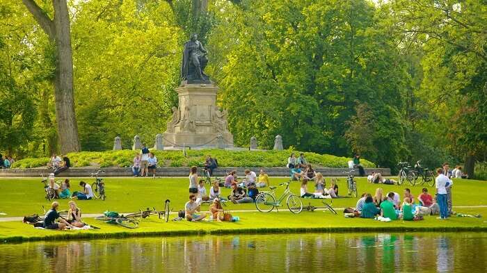 Go picnicking in the Vondelpark. one of the scenic places to visit in Amsterdam