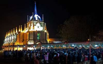 A midnight mass event on being held at a church on the Christmas Eve 