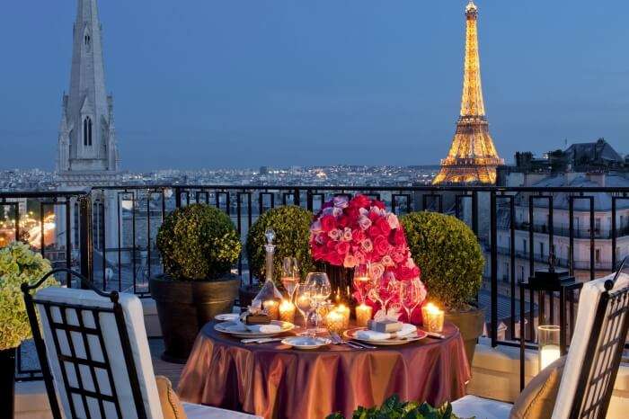 Dining in Paris with the view of Eiffel