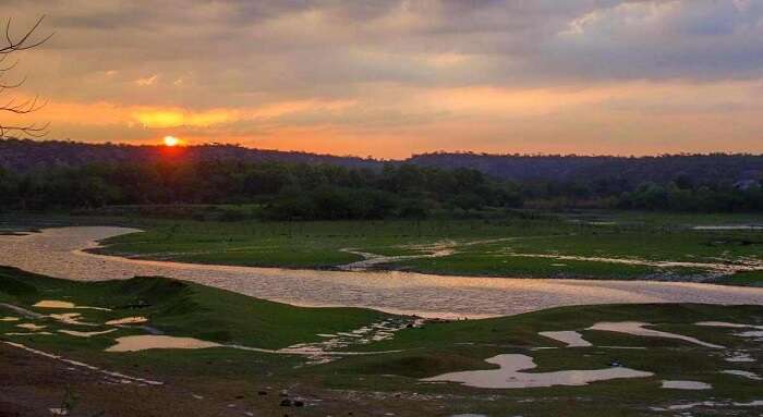 Sultanpur Bird Sanctuary at sunset. one of the best places to visit in North India