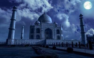 Taj Mahal during full moon 