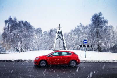 Driving during snowfall in UK