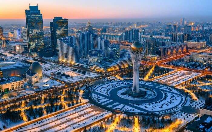 The beautiful view of Bayterek Tower in Astana in Kazakhstan