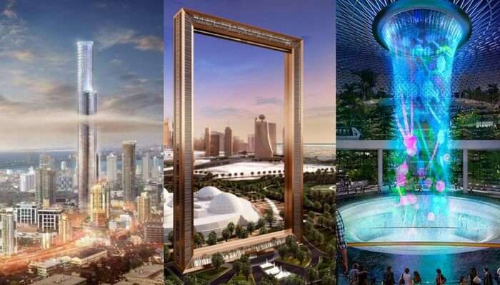 futuristic building collage