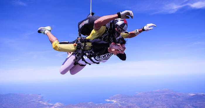 a man skydiving