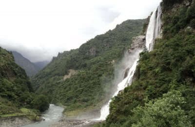 Tawang Waterfall, one of the top spots in honeymoon places in India in July.