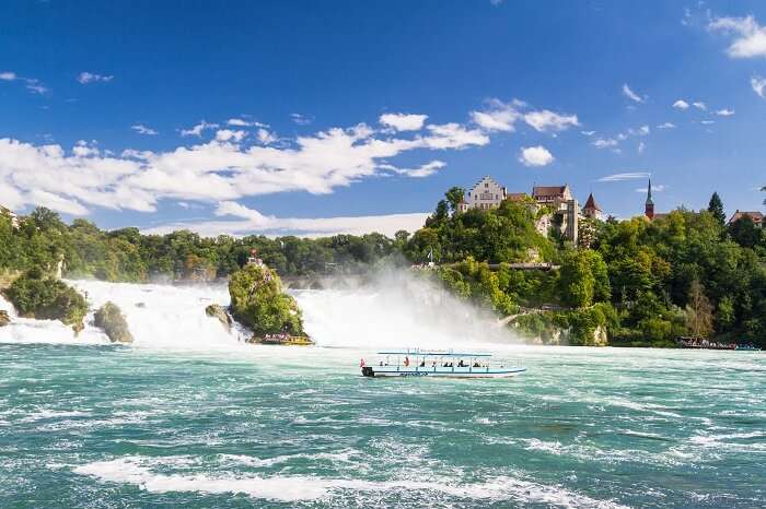 Boat cruise amid Rhine Falls