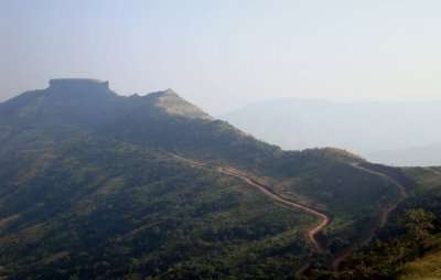 Kamalgad fort on the top of the mountain