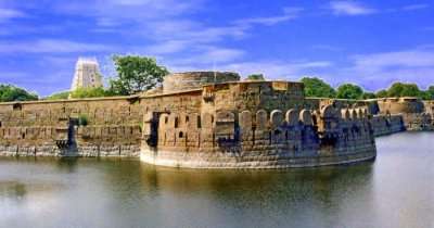 Vellore fort amid a lake