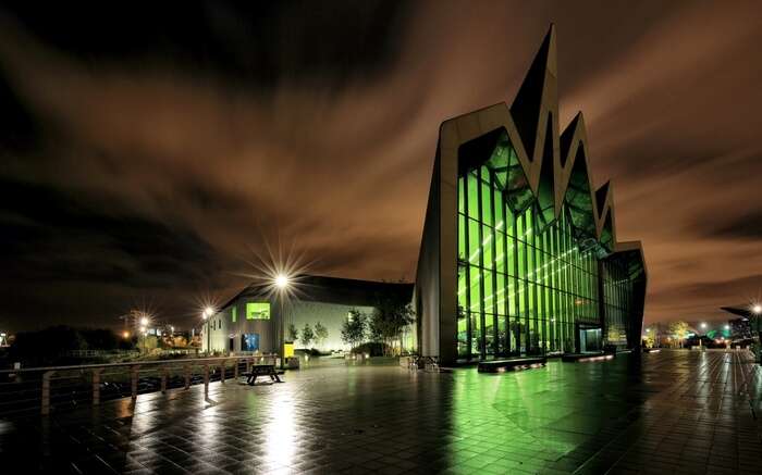 The Riverside Museum in Glasgow at night
