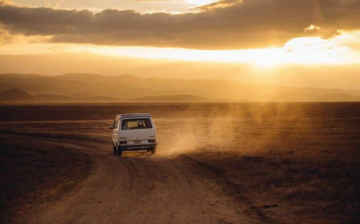 A vehicle moving on an offbeat road