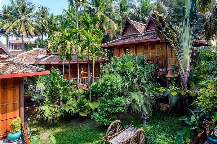 Outside view of a cottage in Angkor, one of the spectacular places to visit in Southeast Asia