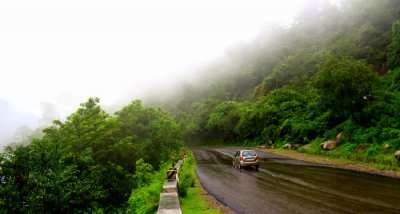 mist covered Pachmarhi