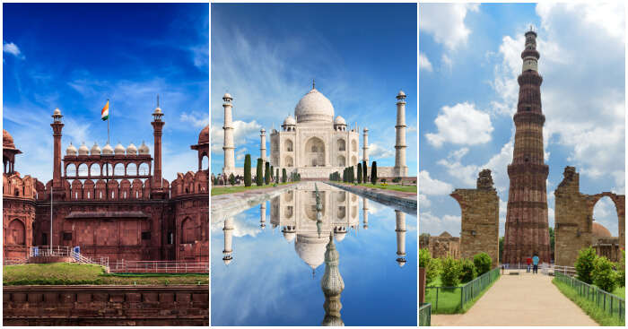 collage of three Indian monuments