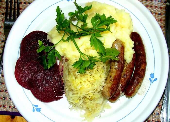 mashed potato with rice and sausage