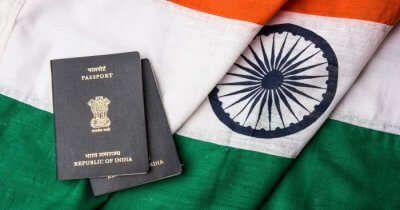 Indian passport on national flag