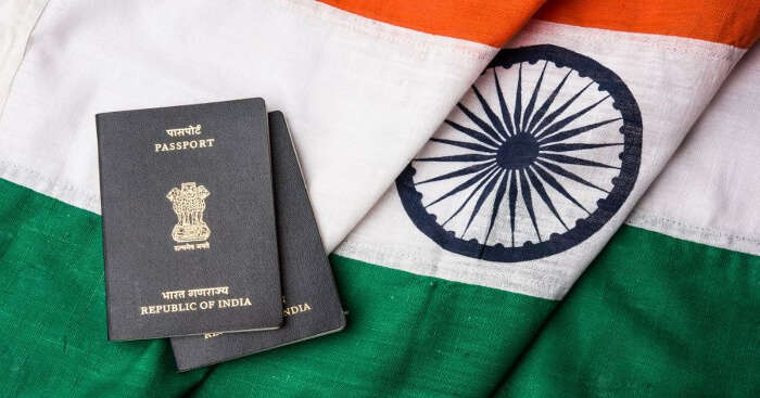 Indian passport on national flag