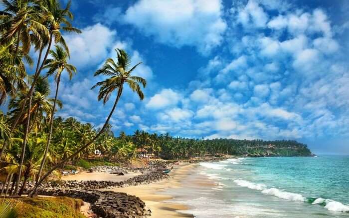 The gorgeous beach in Kerala