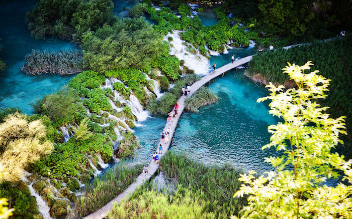 A top view of Plitvice Lakes National Park