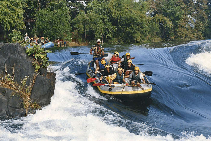 Raft With People in a River