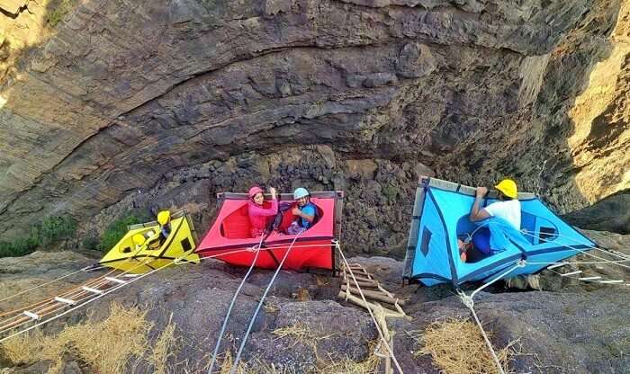 Cliff Camping At Sandhan Valley Hanging Tent