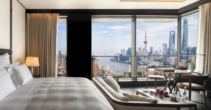 a room in Bulgari hotel in Shanghai