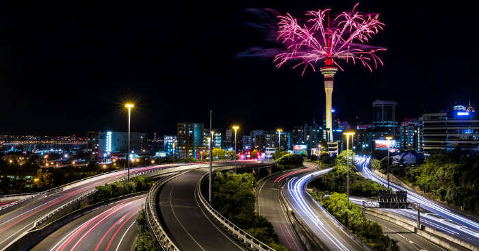 A Night view of New Zealand roads