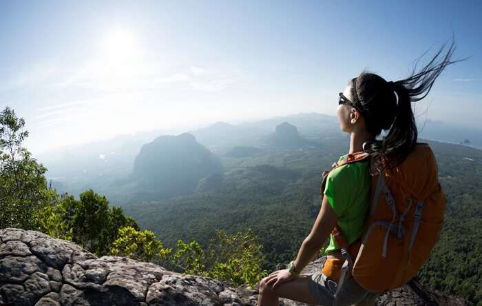 Girl looking at the view of Mount Abu