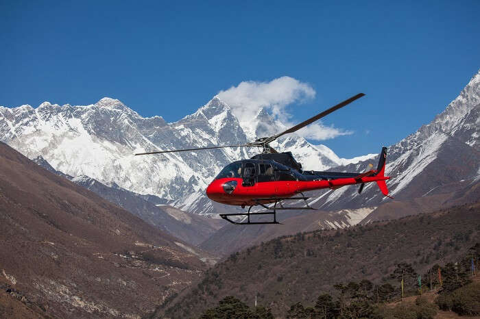 helicopter in the mountains