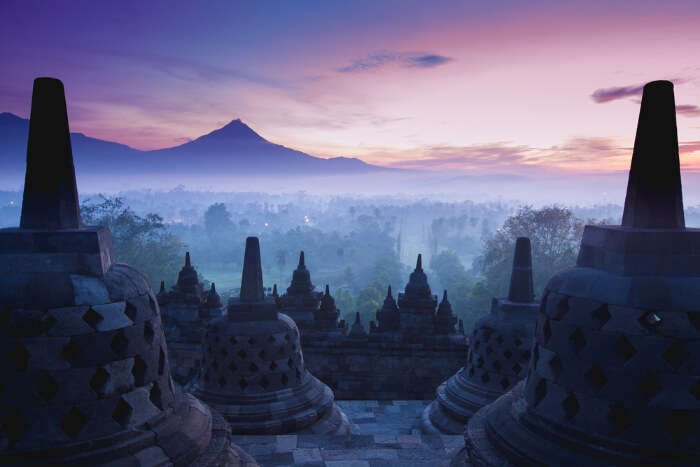 Borobudur temple in Java Island of Indonesia