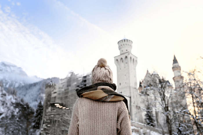 Woman looking at the view in Germany