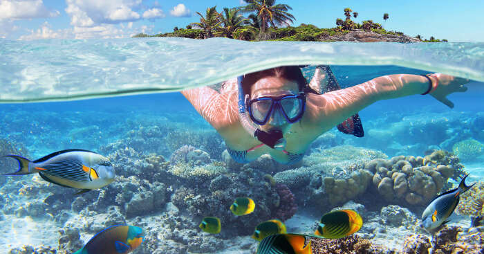 A woman snorkeling in Krabi, Thailand