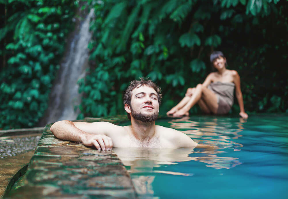 swimming in a hot tub