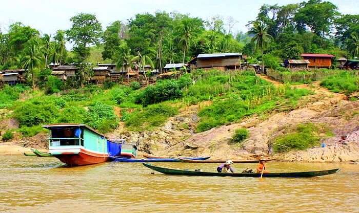 people on the slow boat cruise in mekong river