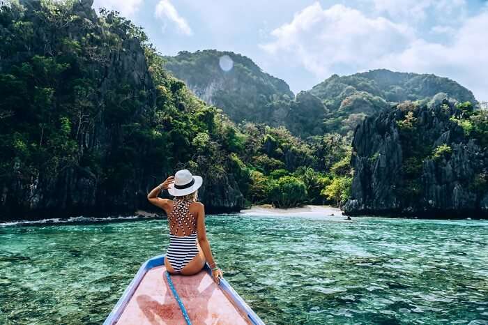 Girl looking at the island