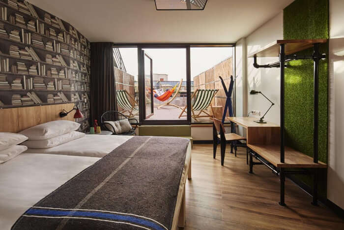 stylish hostel has an amazing rooftop for your view of Paris