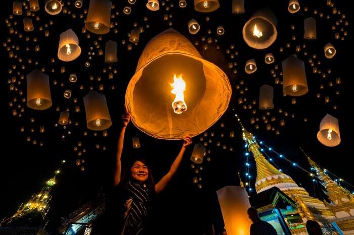 girl during lights festival