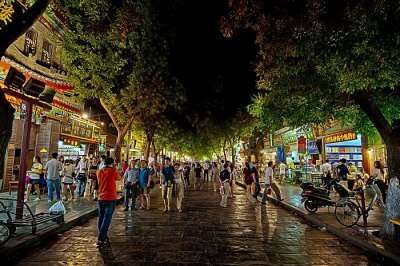 view of market in china at night