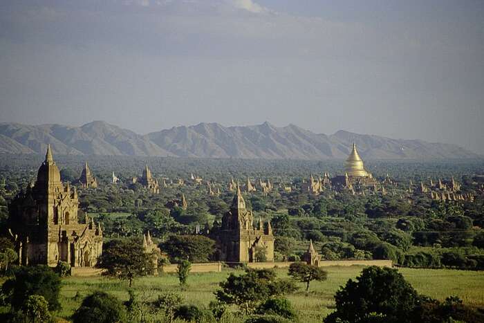 Aerial view of Green hills in Bagan, one of the amazing places to visit in Southeast Asia
