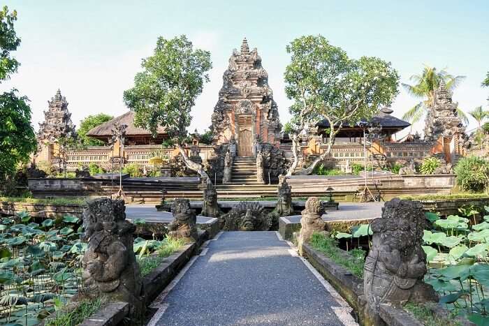 beautiful view of ubud water palace temple